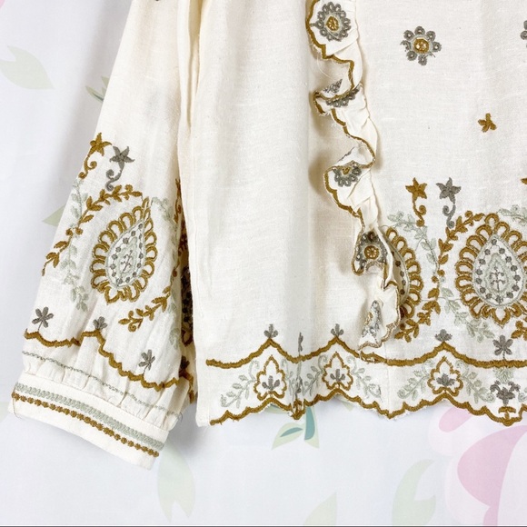 NEW ZARA Cottage Core Embroidered Boho Blouse XS - Picture 5 of 10